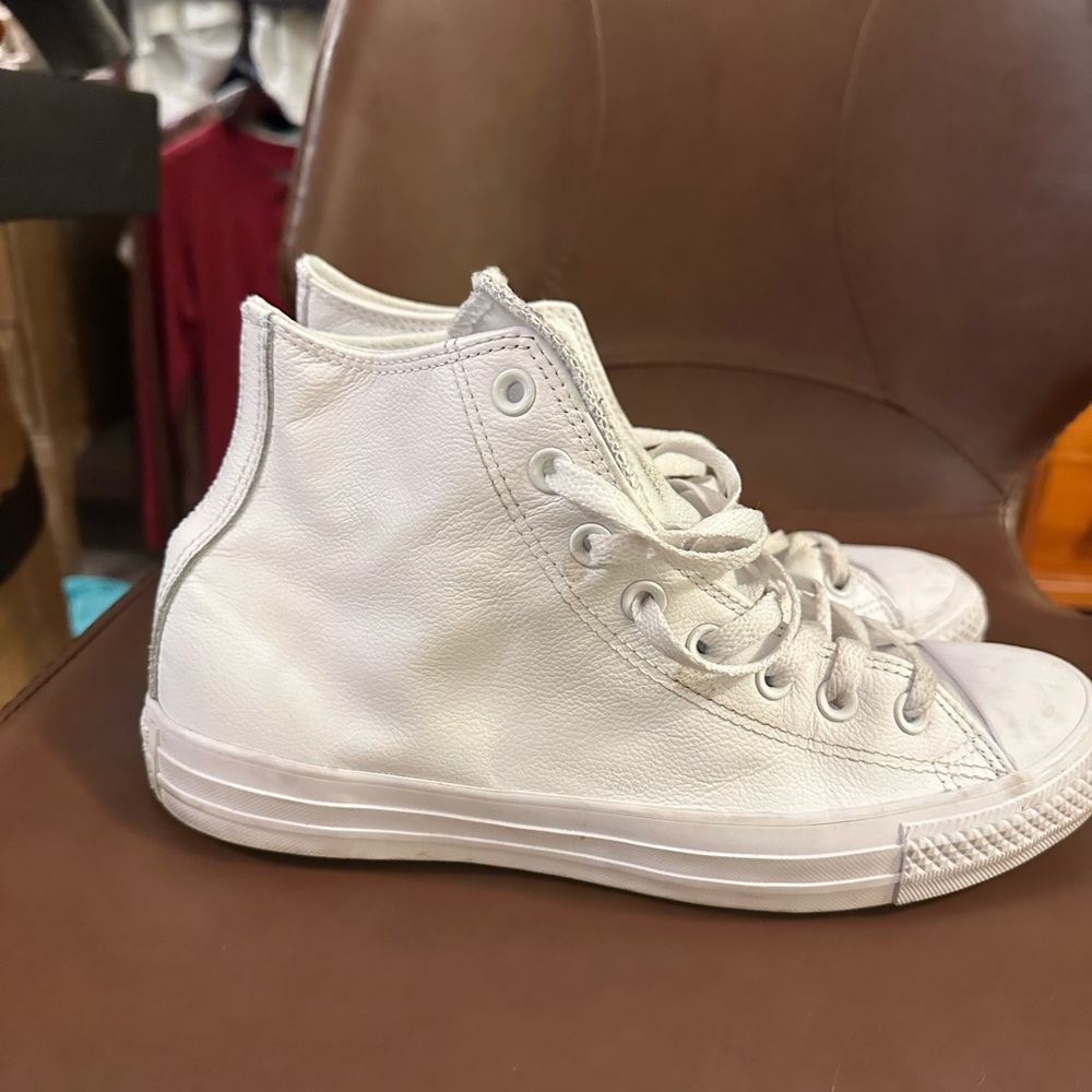 All white converse size 8 cool style